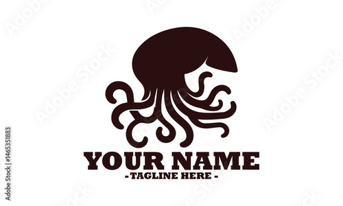 illustration vector cute little squid cartoon and squid cartoon logo design white background