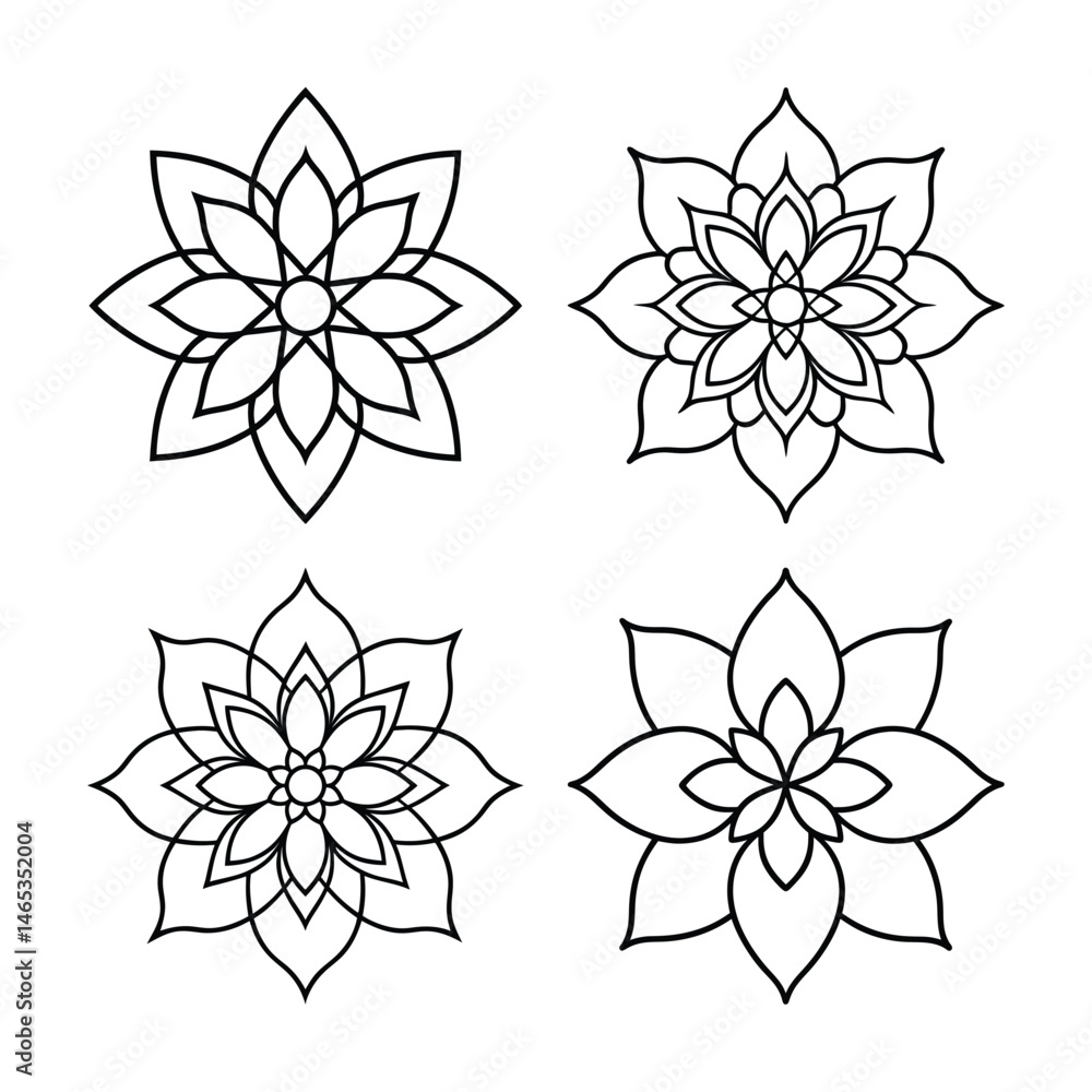 Fototapeta premium set of lotus shaped mandala design