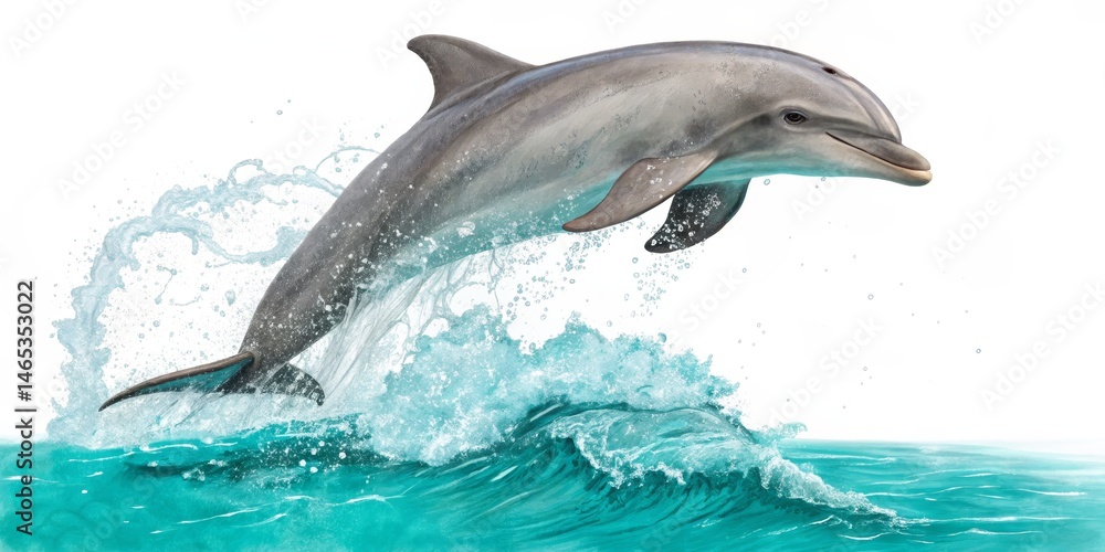 Fototapeta premium Leaping Dolphin Splash Marine Mammal Joy, Sea life , Ocean animal