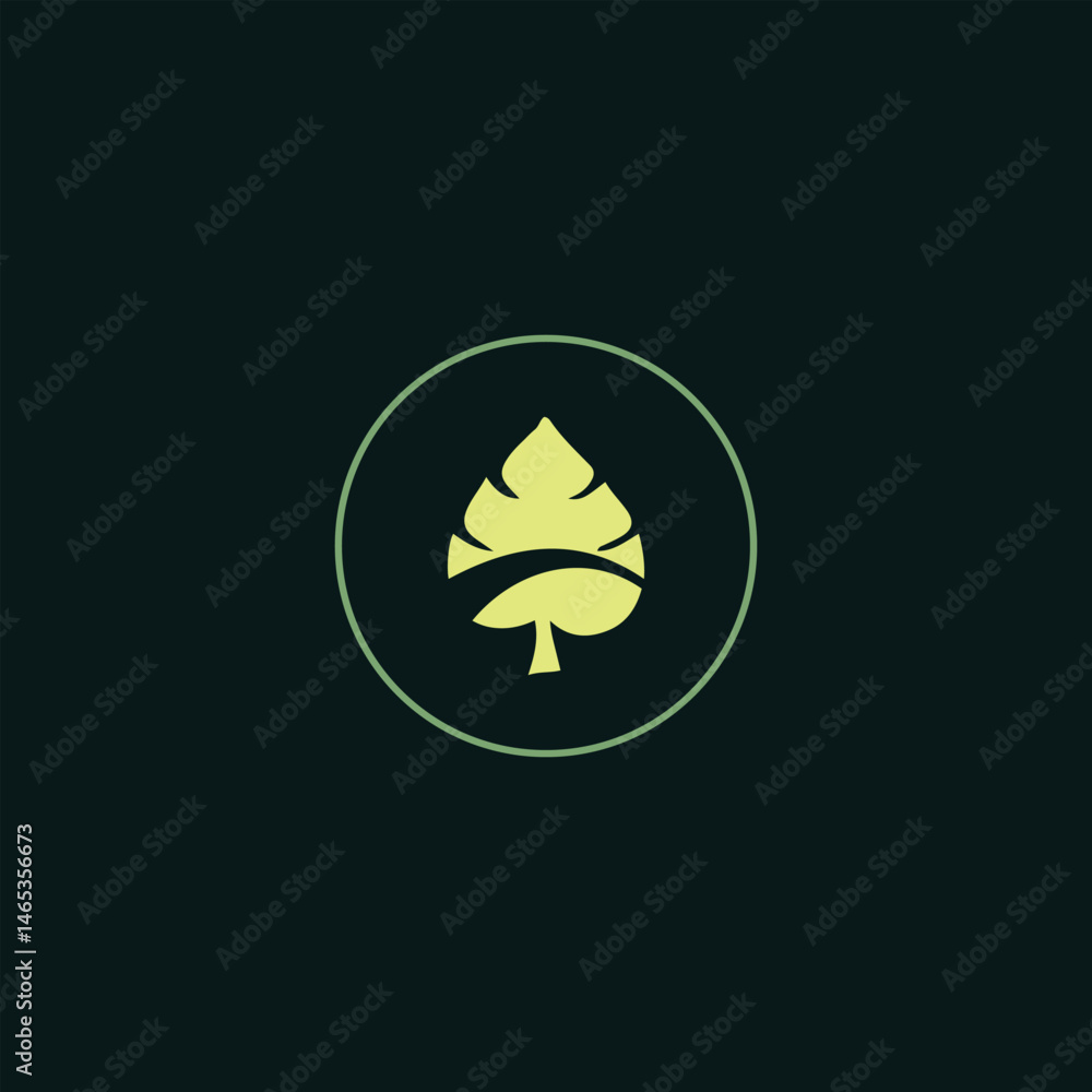Fototapeta premium Abstract Leaf and Curved Line Inside a Circle, Representing Nature, Growth, and Organic Concepts, Modern Vector Illustration for Eco-Friendly Brands