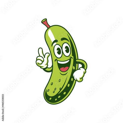 Happy Cartoon Pickle Mascot Logo