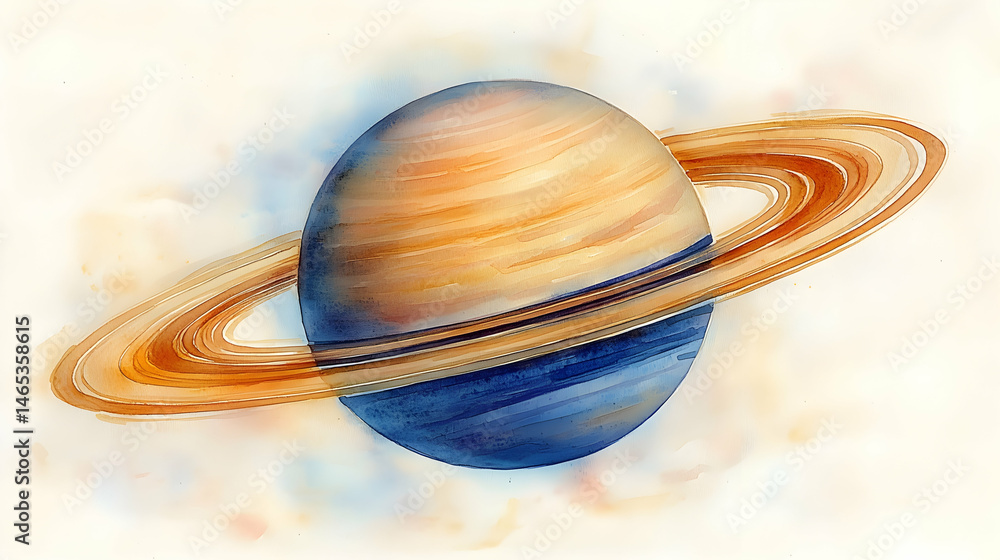 Obraz premium Celestial body with a ring, painted in soft colors