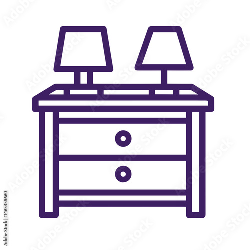 Stylish nightstand with lamps on a transparent background  