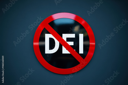 No DEI sign in red circle.