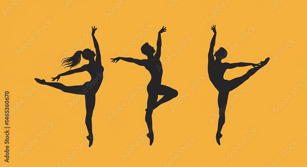 Fototapeta premium Amber Grace: A Ballet Triptych AI Generated