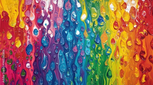 Obraz na płótnie Colorful abstract painting dripping with rainbow hues w salonie