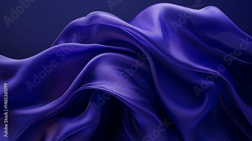 Abstract Draped Dark Blue Fabric Soft Waves