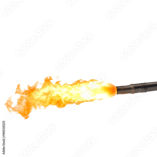 Sharp Controlled Flame from Blowtorch Isolated on Transparent Background