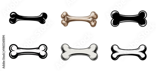 Dog Bone vector bundle, Dog bone icon set, Dog Bone vector icon set dog bone silhouette vector. Dog Bone silhouette vector, Minimalist dog bone chew toy with smooth texture and symmetrical design.