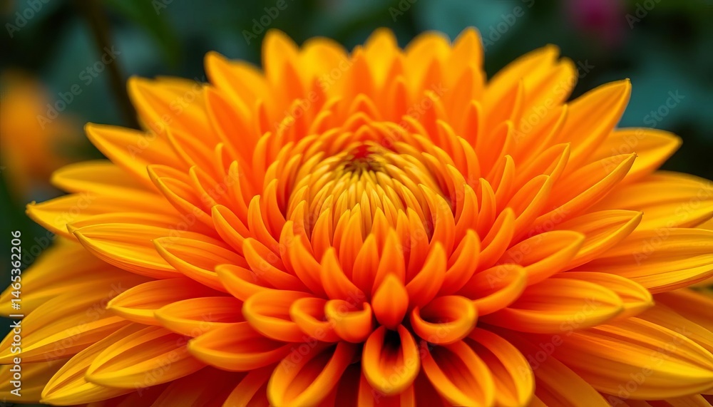 Close-up of a vibrant yellow chrysanthemum bloom, showcasing intricate petals, blossom, image Close-up of a vibrant yellow chrysanthemum bloom, showcasing intricate petals, blossom, image