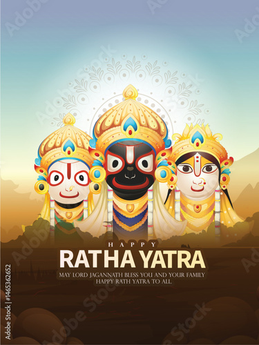 Creative Abstract illustration of Ratha Yatra celebration of Lord Jagannath