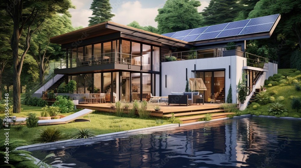 Obraz premium A photo of a modern sustainable eco-home.