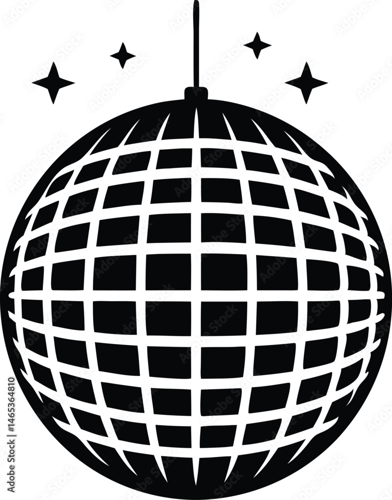 disco ball silhouette vector icon disco ball silhouette vector icon