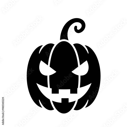 Halloween pumpkin icon with a sinister expression  