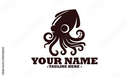 illustration vector cute little squid cartoon and squid cartoon logo design white background