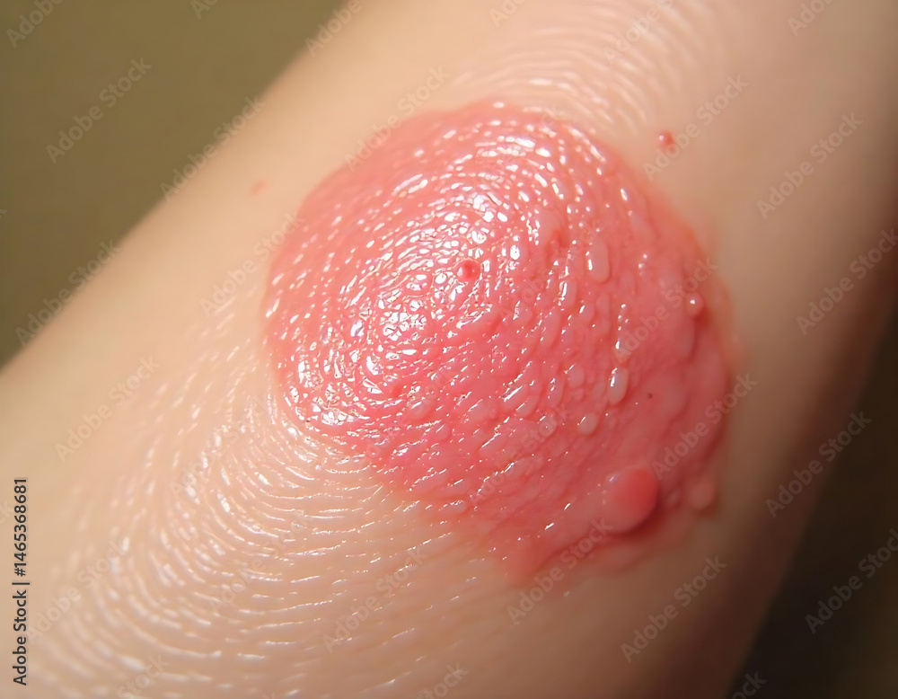 Fototapeta premium Rash Showing Red Skin Irritation and Inflammation on Human Arm