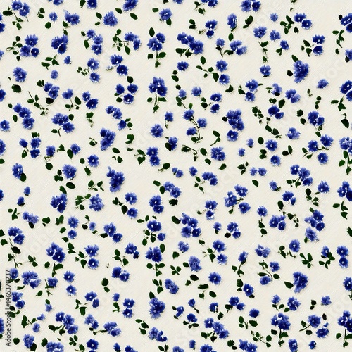 Delicate watercolor floral pattern of purple and green flowers on a cream background, perfect for fabric or wallpaper SEAMLESS PATTERN
