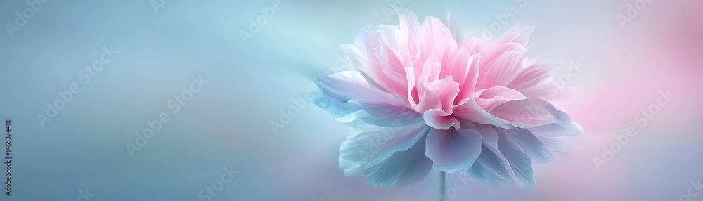 Obraz premium Vibrant pink flower blossom on a striking blue backdrop, captivating floral display