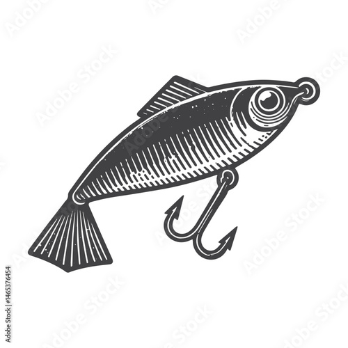 Vintage Hand-Drawn Fishing Lure Side View Illustration – Angler Gear Engraved Style Vector for T-Shirts, Posters, Stickers, and Outdoor Fishing Themes Apparel