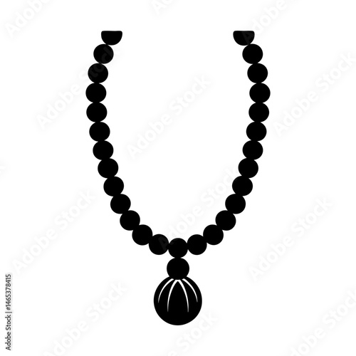 Wood Bead Necklace silhouette vector