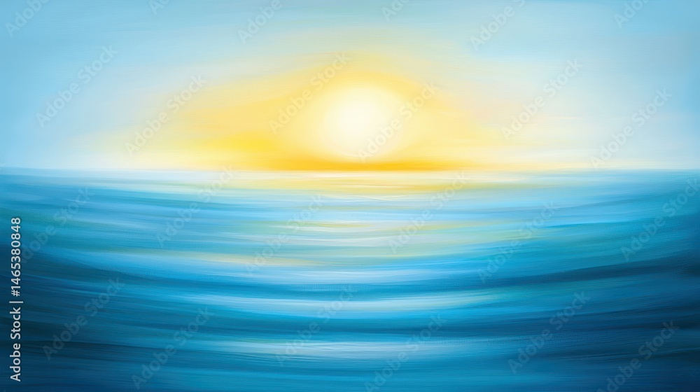 Obraz premium Painting of vibrant sunset over tranquil ocean, blend of colorful hues vivid