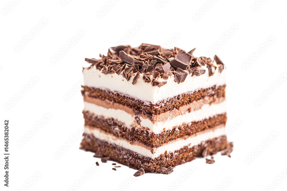 a piece of cake with white frosting and chocolate shavings a piece of cake with white frosting and chocolate shavings