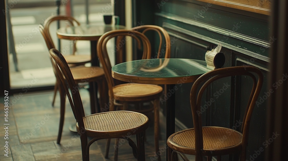 Cozy cafe interior with wooden tables and chairs, inviting atmosphere for casual gatherings and coffee enjoyment Cozy cafe interior with wooden tables and chairs, inviting atmosphere for casual gatherings and coffee enjoyment