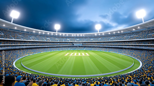 Cricket Stadium with crowd, stadium background, stadium mockup