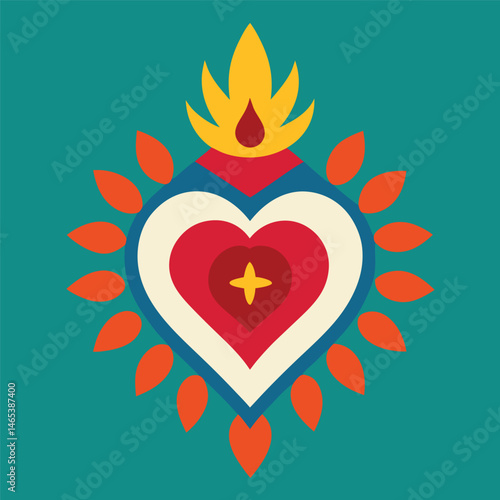 Burning red heart symbol for romantic Valentine celebration