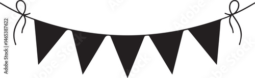 Triangular Bunting Silhouette Vector | Festive Black Vector Art Illustration for Party Decor