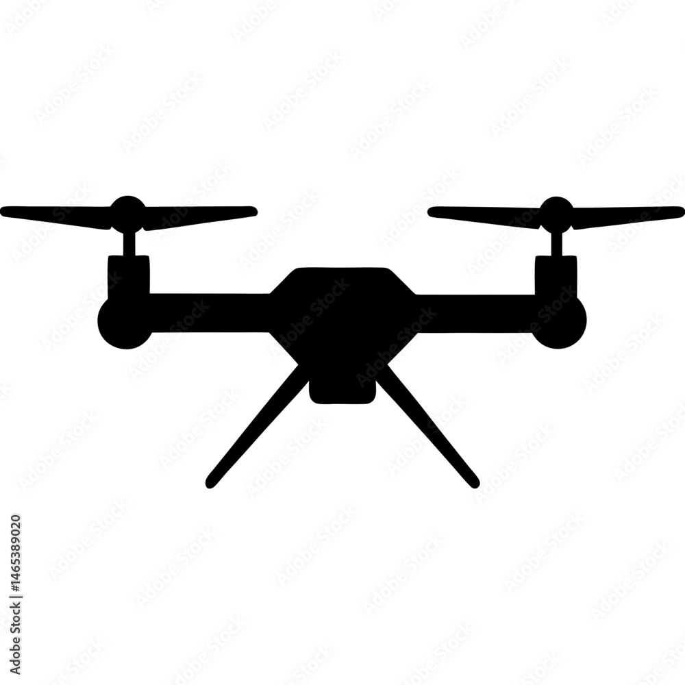 Quadcopter Drone Icon Black Silhouette Illustration Quadcopter Drone Icon Black Silhouette Illustration