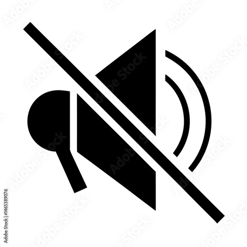 Mute Sound Icon Simple Black Speaker with Cross