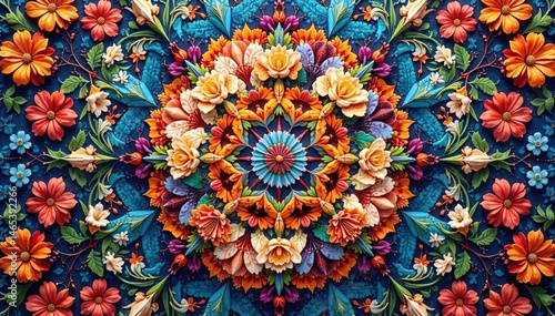 Intricate floral design within a tessellated hexagon , tile, design, graphic