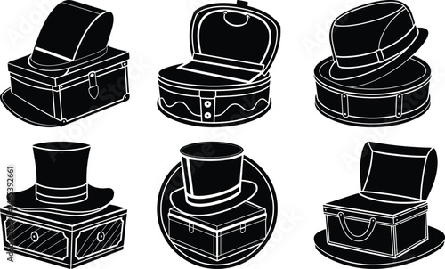 Vintage Hat Box silhouette vector