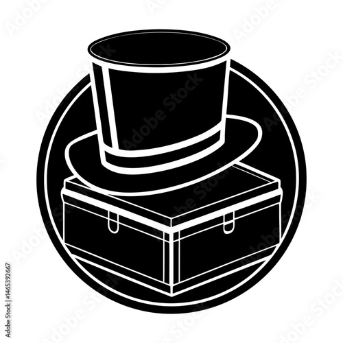 Vintage Hat Box silhouette vector