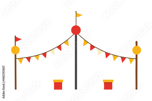 Colorful whimsical tent structure suitable for a fair or festival setting