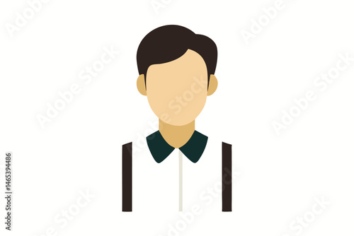 Flat vector art illustration of a young man in white shirt
