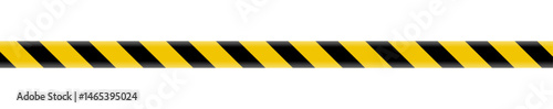 Caution tape warning vector illustration with yellow and black hazard stripes. Ideal for safety signage, construction zones, restricted areas, or alert graphics in Graphic Design and editorial design.