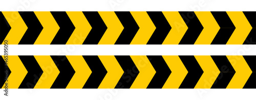 Caution tape warning vector illustration with yellow and black hazard stripes. Ideal for safety signage, construction zones, restricted areas, or alert graphics in Graphic Design and editorial design.