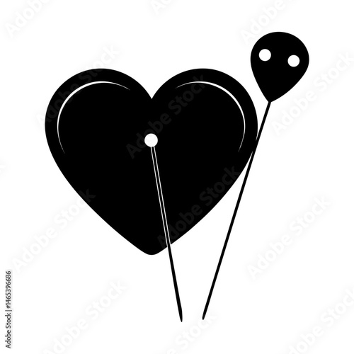 Valentine’s Day Heart Pins silhouette vector