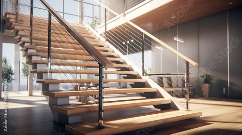 A photo of a contemporary staircase and railing.