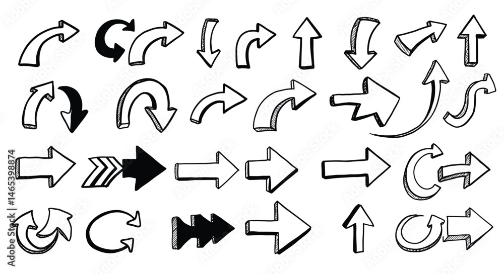 Sketch Style Arrows Collection – Vector Hand Drawn Arrow Icons for Design Use Sketch Style Arrows Collection – Vector Hand Drawn Arrow Icons for Design Use
