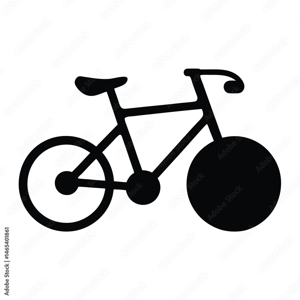 Stylized black bicycle illustration with classic handlebar and simplistic design, vector image Stylized black bicycle illustration with classic handlebar and simplistic design, vector image