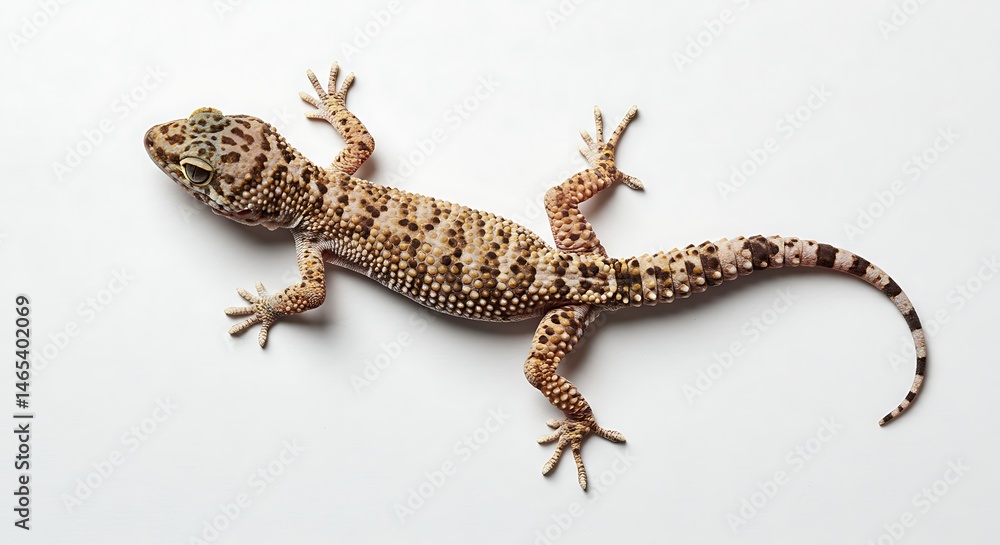 Naklejka premium A close-up studio shot reveals a gecko with intricate skin patterns, isolated on white.