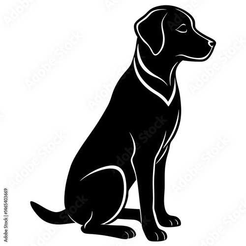 Black Labrador Silhouette Sitting