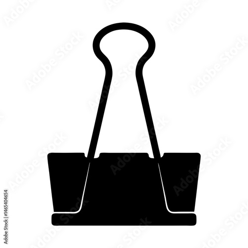 Silhouette image of a classic black binder clip or bulldog clip