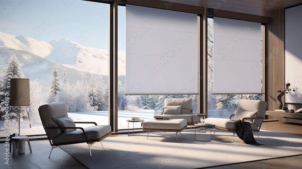 Fototapeta premium A photo of a home with smart blinds and shades.
