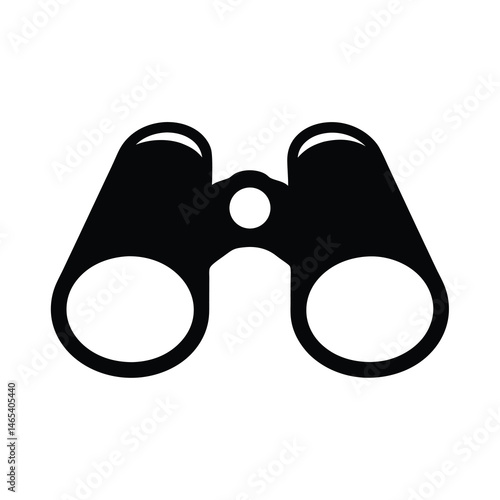 A simple black and white graphic of binoculars for seeing far away