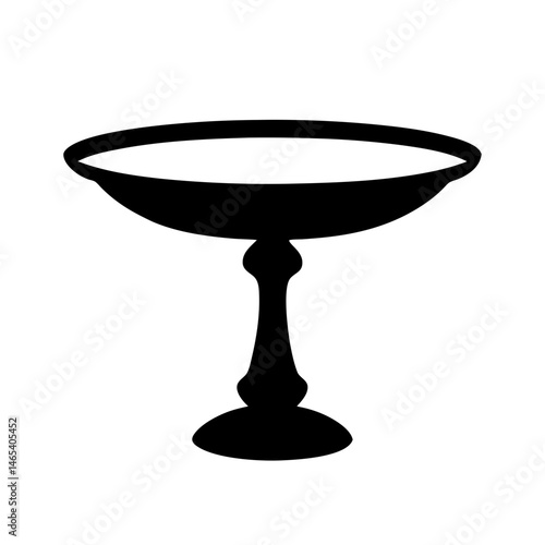 Elegant Black Silhouette of a Fruit Compote Bowl on a Pedestal Stand