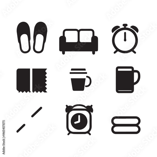 Lazy Day vector art depicting serene sleep scenes, outdoor relaxation with hammock, and comical characters lounging, all in solid colors with a clean, minimalist style.